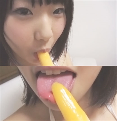 【同人動画】るみちゃんシリーズ⑤　棒アイス舐め　マイクロビキニ（白）　擬似フェラで汁まみれのアイキャッチ画像